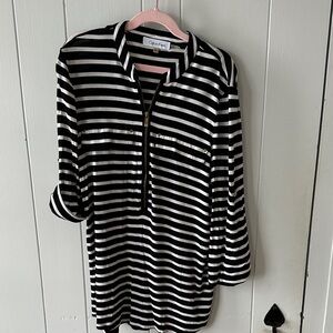 Calvin Klein Black and White Striped Blouse